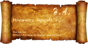 Hovanecz Agenór névjegykártya